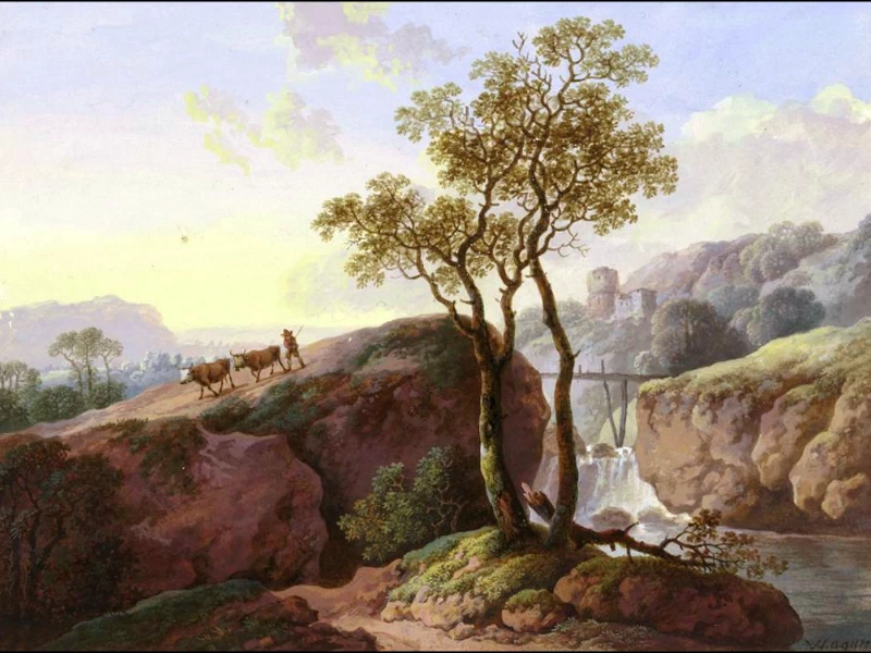 1719-Maria Dorothea Wagner - Paesaggio con cascata